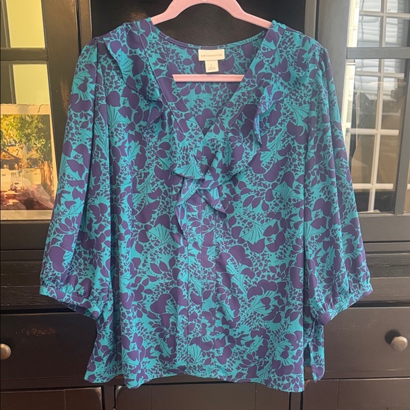 Liz Claiborne Tops - LIz Claiborne - Teal and Purple Floral Blouse - Large